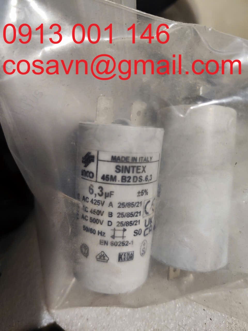 INCO  Tụ khởi động động cơ vĩnh cửu Sintex 45M.B2 DS.6.3 45M.B2 DS.6.3